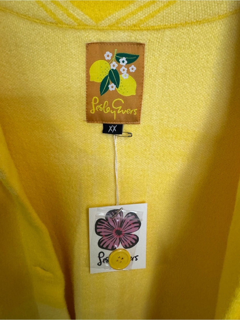 Lesley Evers Natalie Knit Plaid Coat Yellow White XX NWT - Picture 5 of 9